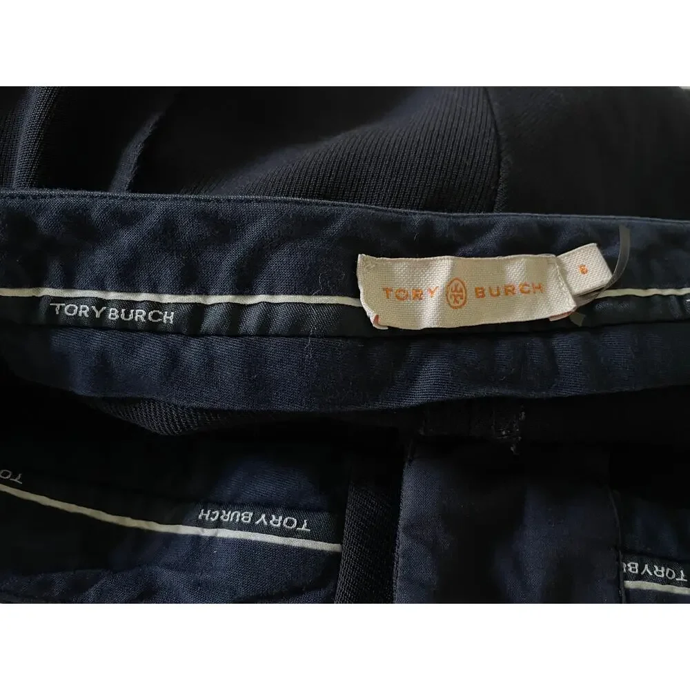 Tory Burch Navy Wool Blend Straight Leg Trousers Career Pants Size 6